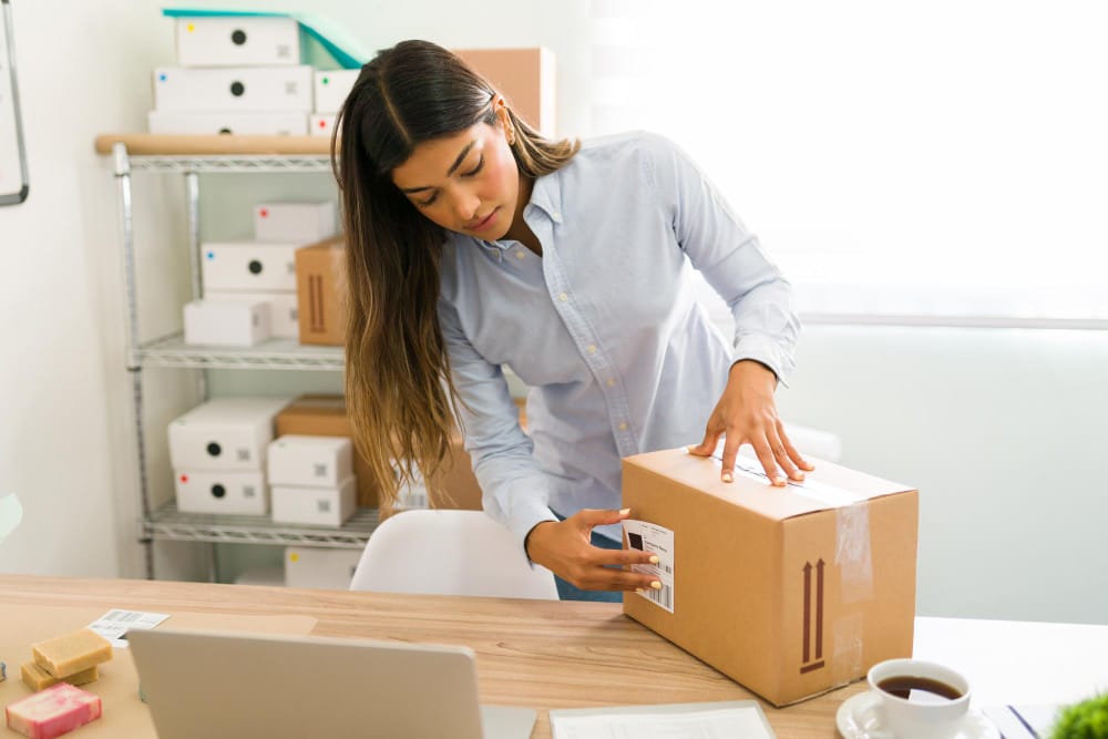 Packed boxes and household items prepared for international relocation