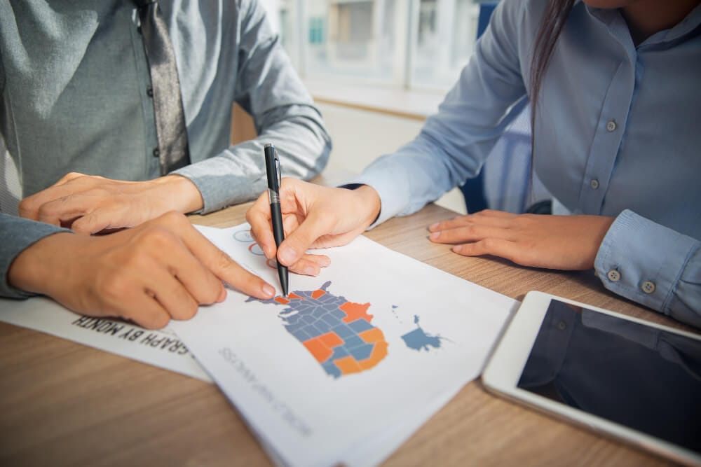 Business team planning Australian market entry strategy